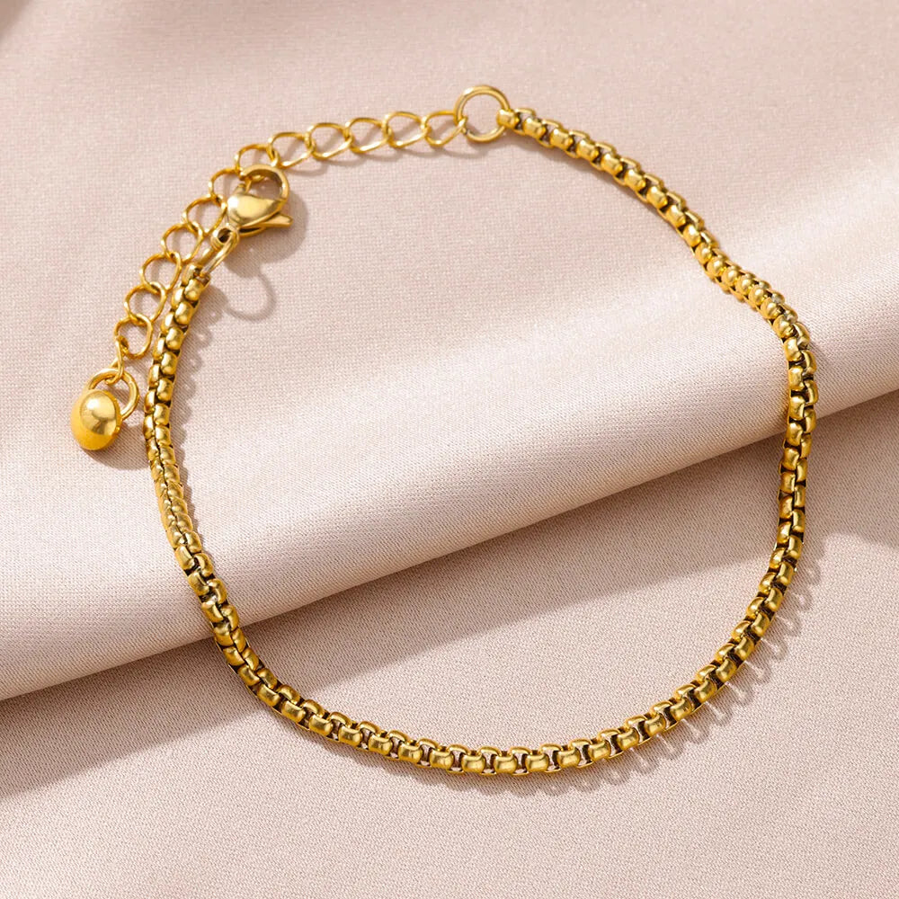 Gold Stainless Steel Imitation Pearl Anklet – Summer Beach Jewelry