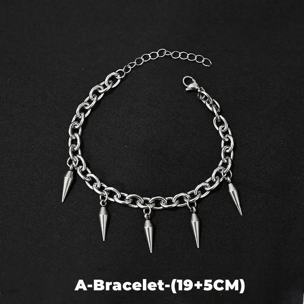 Silver Rivet Cone Choker Necklace