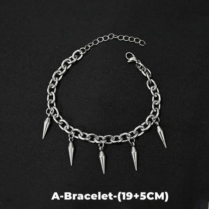 Silver Rivet Cone Choker Necklace