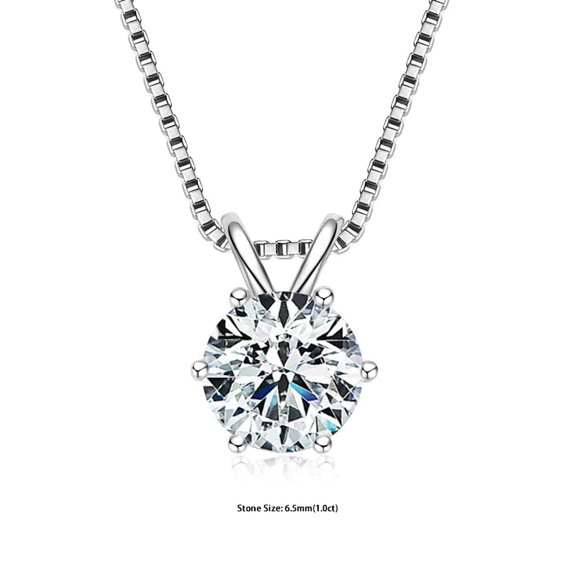 Moissanite Pendant Necklace – 0.5-5ct Sterling Silver