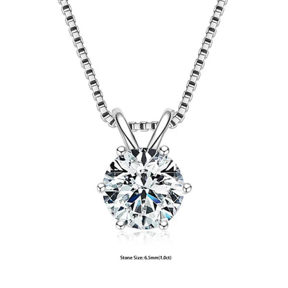 Moissanite Pendant Necklace – 0.5-5ct Sterling Silver