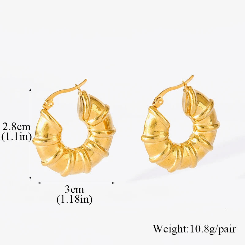 Vintage Multi-Shaped Gold Twist Hoop Earrings