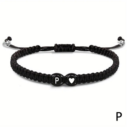 26 Letters Initial Heart Braided Bracelet