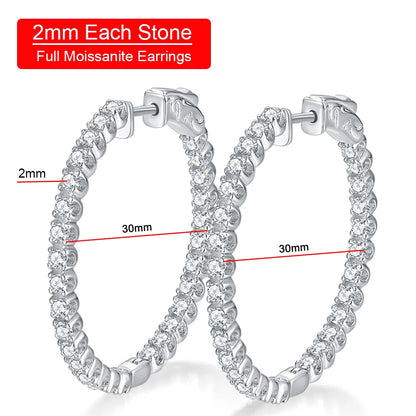 1.56CT Moissanite Hoop Earrings – 925 Sterling Silver