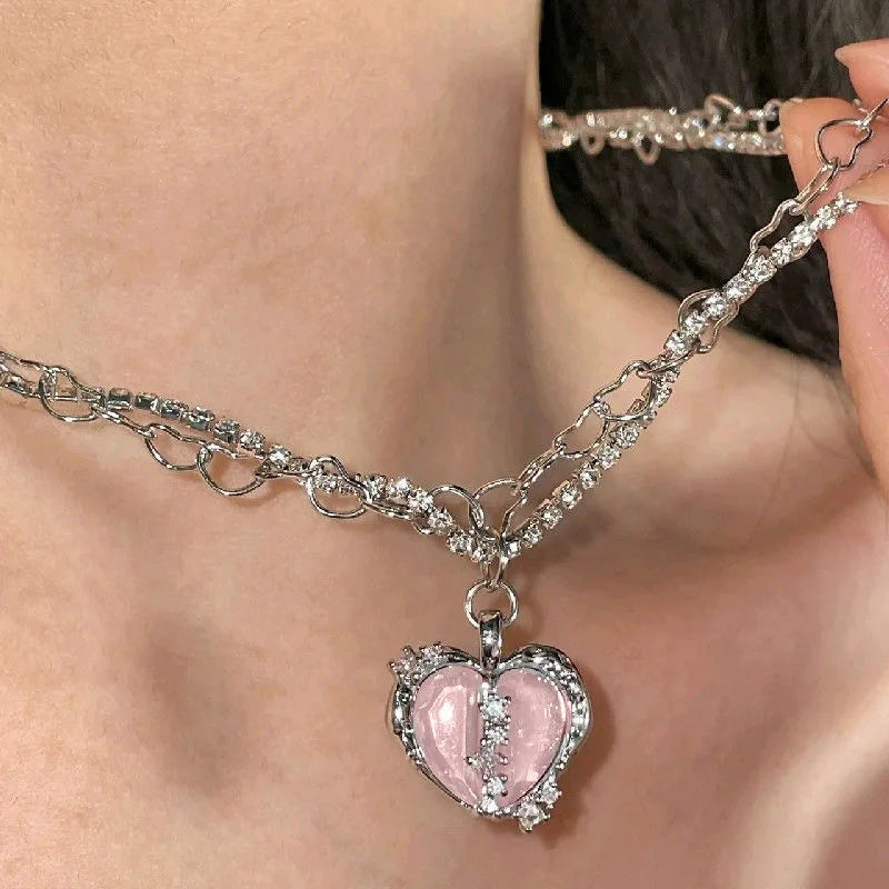Layered Heart Pendant Necklace