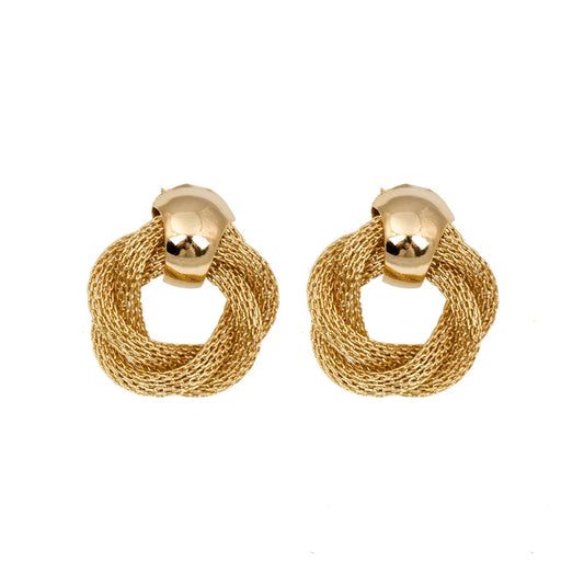 Vintage Metallic Twisted Round Circle Dangle Earrings
