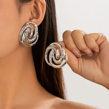 Gold Spiral Stud Earrings
