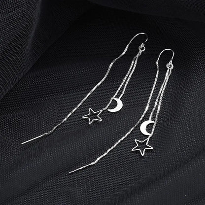 Crescent Moon & Star Tassel Drop EarringsCrescent Moon & Star Tassel Drop Earrings