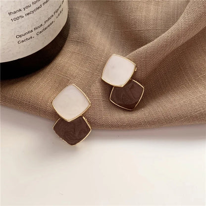 Shiny Rhinestone Frame Zircon Stud Earrings