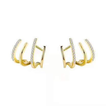 Exquisite Rhinestone Round Ear Cuff Stud Earrings