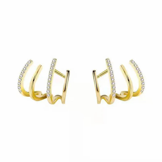 Exquisite Rhinestone Round Ear Cuff Stud Earrings