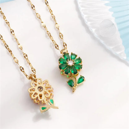 Rotating Sunflower Pendant Necklace