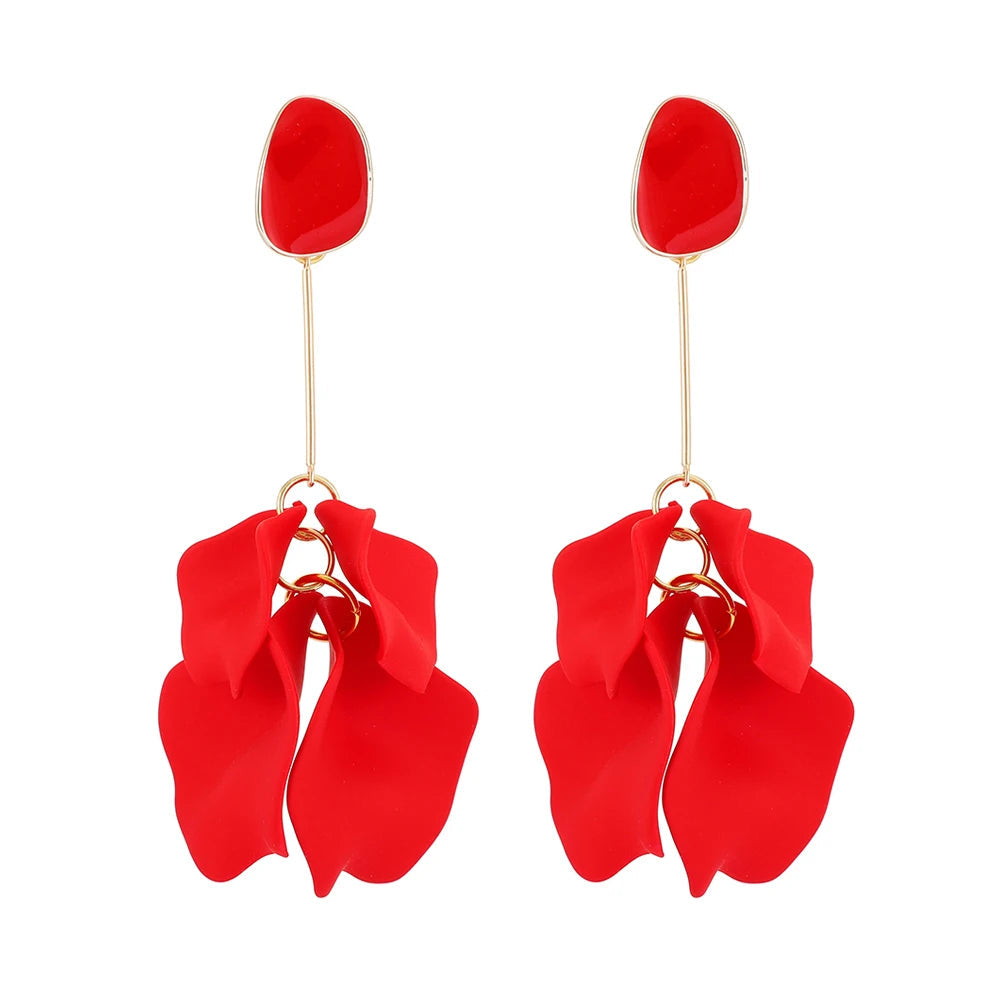 Romantic Petal Drop Earrings – Acrylic Flower Dangles