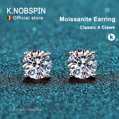 Crown-Cut 2.0CT Moissanite Stud Earrings – 925 Sterling Silver