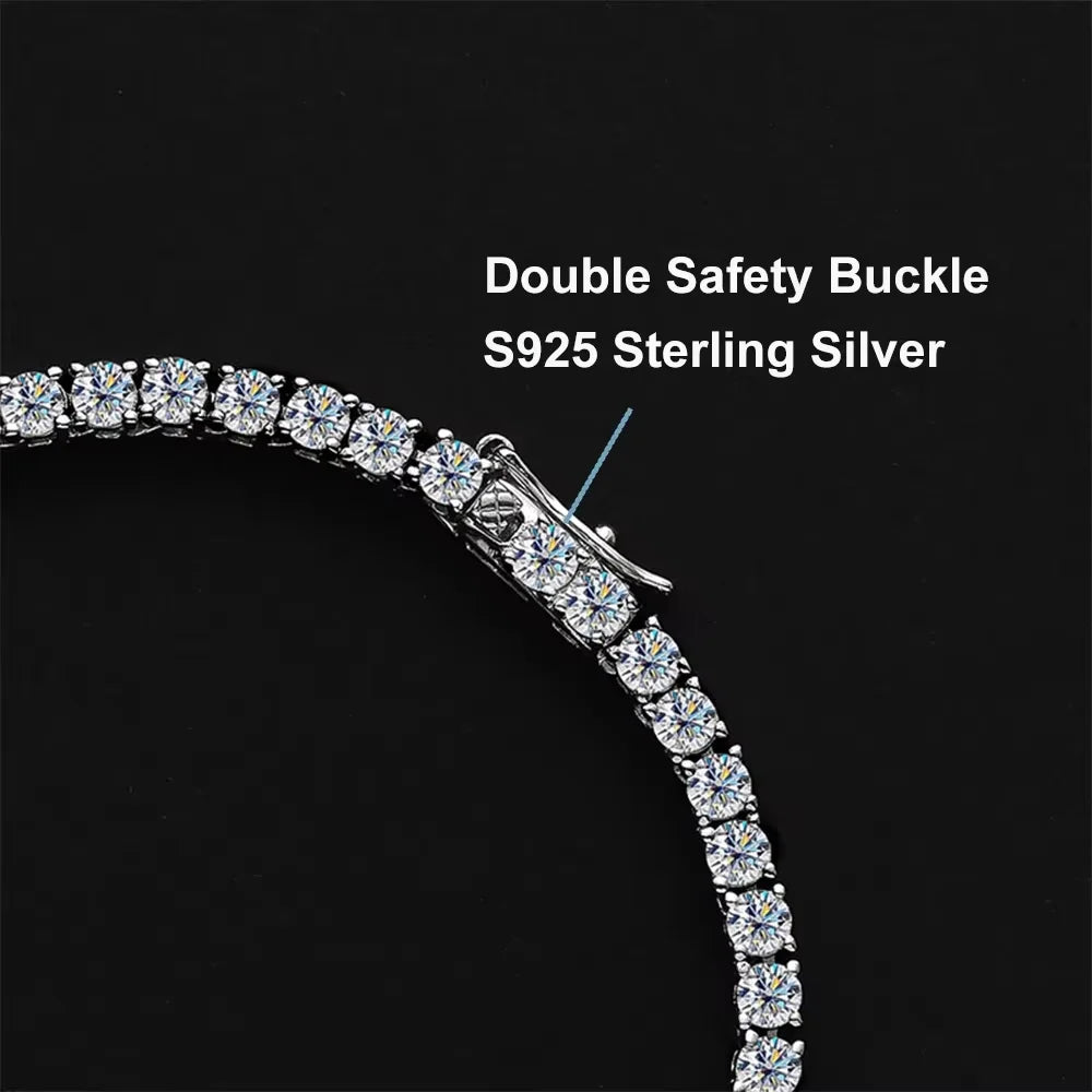 4-Prong Moissanite Tennis Necklace – 925 Sterling Silver