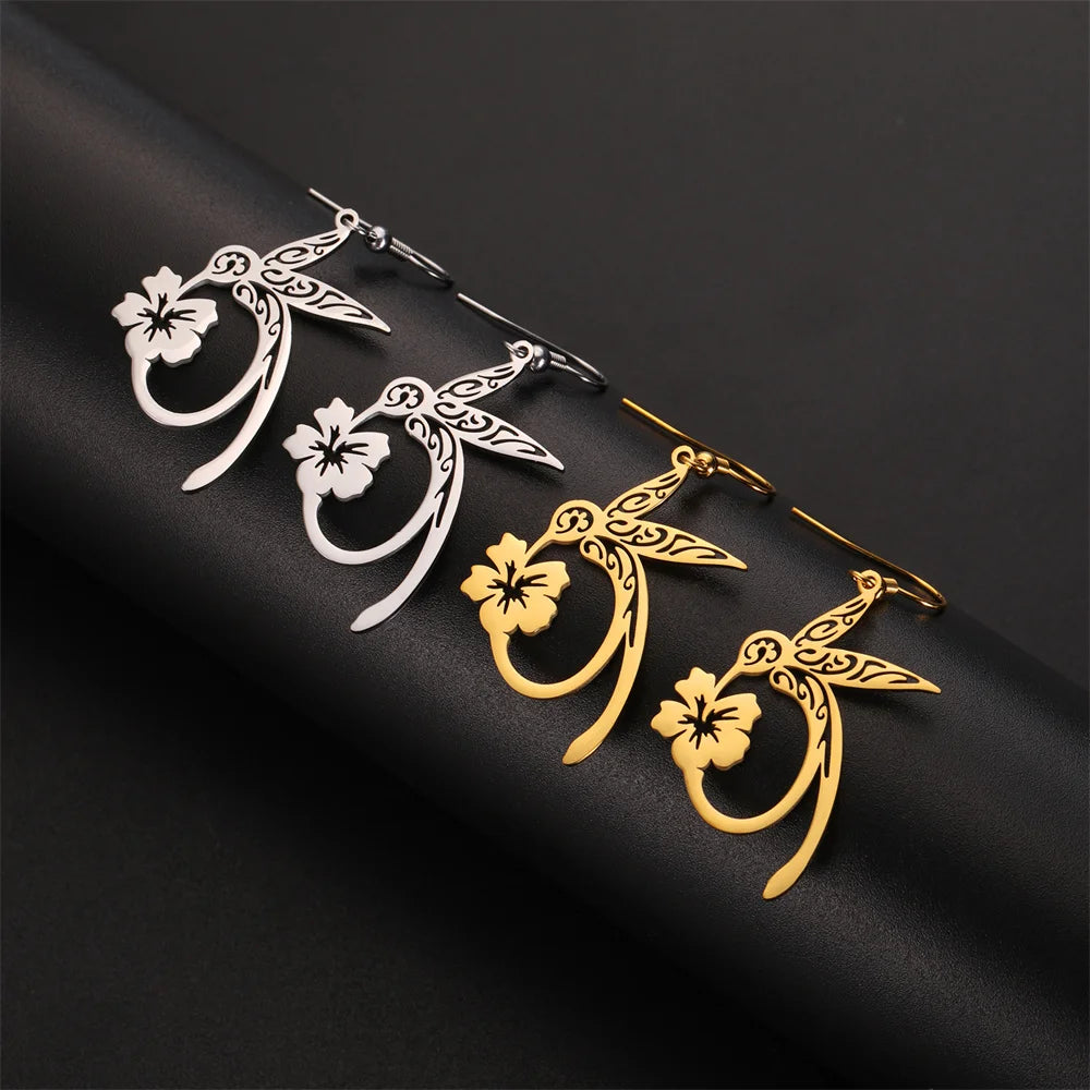 Hummingbird Jewelry Set – Gold/Silver Earrings & Necklace