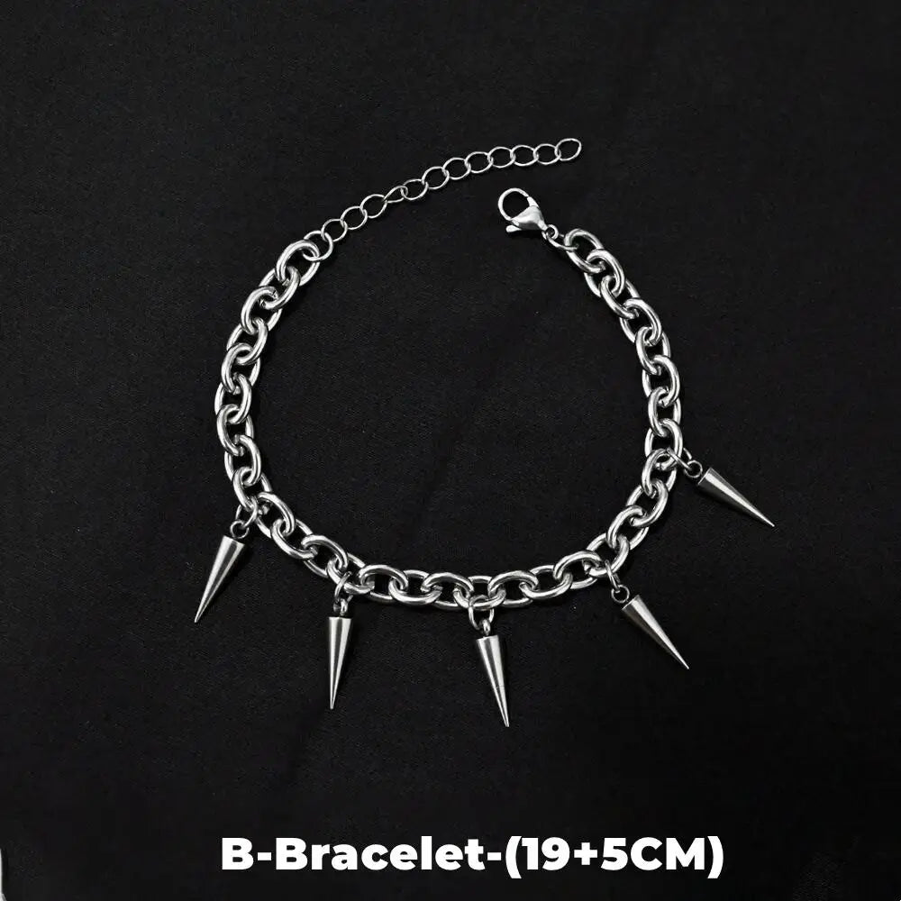 Silver Rivet Cone Choker Necklace