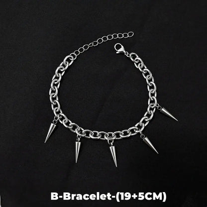 Silver Rivet Cone Choker Necklace