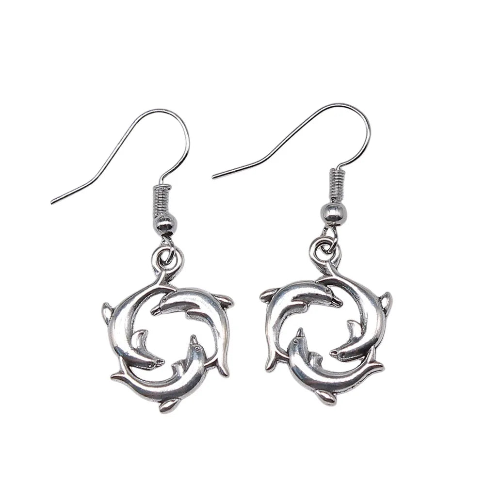 Vintage Dolphin Drop Earrings