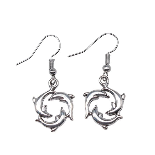 Vintage Dolphin Drop Earrings
