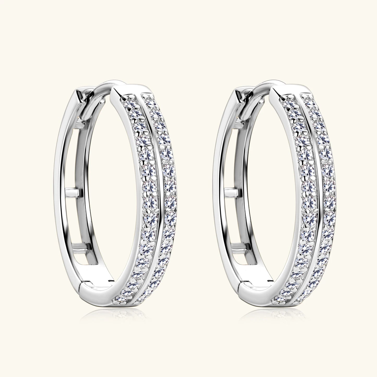 925 Sterling Silver / 14K Gold Plated Moissanite Hoop Earrings