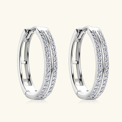 925 Sterling Silver / 14K Gold Plated Moissanite Hoop Earrings