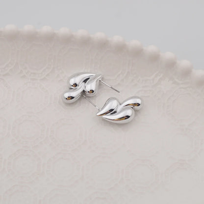 Irregular Three Waterdrop Gold Smooth Drop Earrings