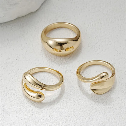 Open Rings Set Eccentric Chunky Geometric Ring