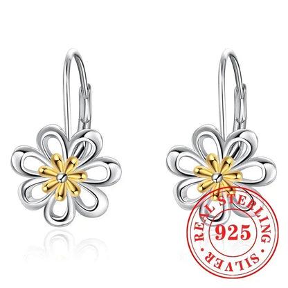 Floral Sterling Silver Hoop Earrings