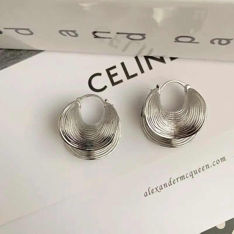 Geometric Striped Drop Earrings