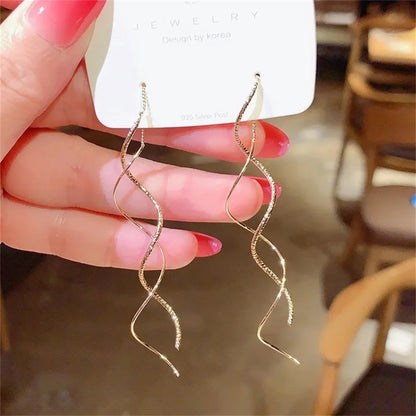 Wavy Tassel Drop Earrings