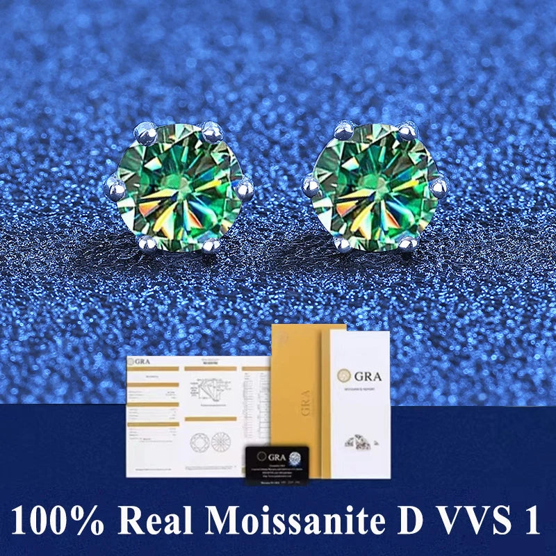 18K Gold Plated /  925 Sterling Silver Moissanite Stud Earrings