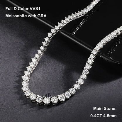 4-Prong Moissanite Tennis Necklace – 925 Sterling Silver