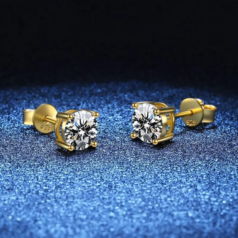 18K Gold Plated /  925 Sterling Silver Moissanite Stud Earrings