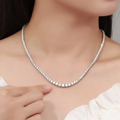 4-Prong Moissanite Tennis Necklace – 925 Sterling Silver