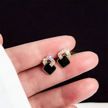Shiny Rhinestone Frame Zircon Stud Earrings