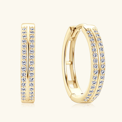925 Sterling Silver / 14K Gold Plated Moissanite Hoop Earrings