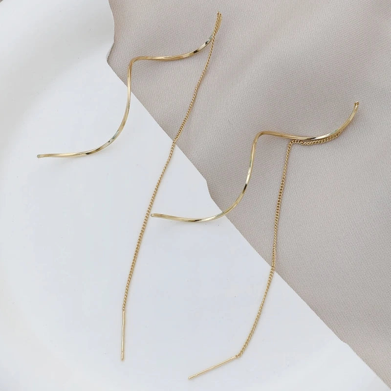 Long Tassel Drop Earrings – Gold/Silver