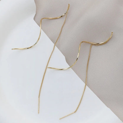 Long Tassel Drop Earrings – Gold/Silver