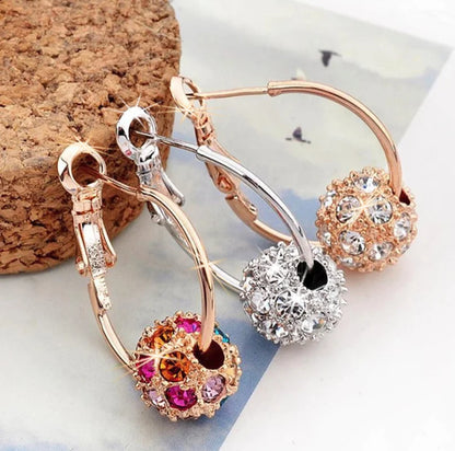 Shiny Zircon Ball Drop Earrings - Silver, Gold, Multicolor