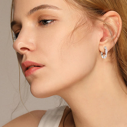 925 Sterling Silver / 14K Gold Plated Moissanite Hoop Earrings