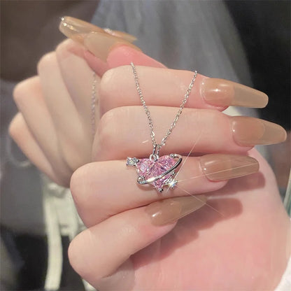 Cosmic Heart Ring Pendant Necklace