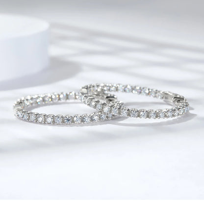 1.56CT Moissanite Hoop Earrings – 925 Sterling Silver