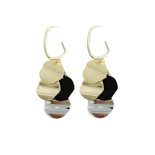 Metal Disc Drop Earrings