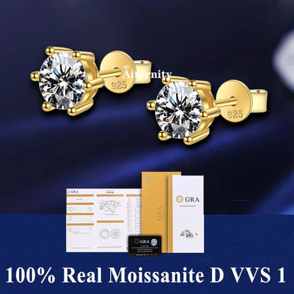 18K Gold Plated /  925 Sterling Silver Moissanite Stud Earrings
