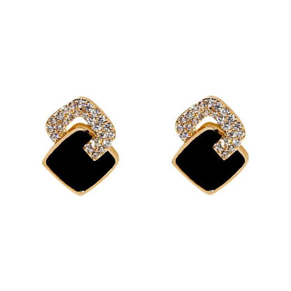 Shiny Rhinestone Frame Zircon Stud Earrings