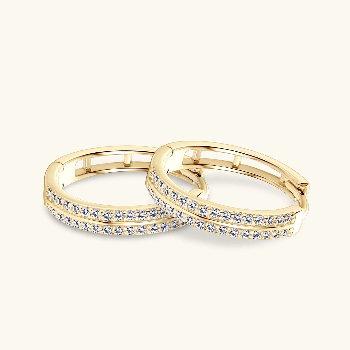 925 Sterling Silver / 14K Gold Plated Moissanite Hoop Earrings