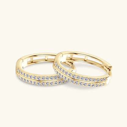 925 Sterling Silver / 14K Gold Plated Moissanite Hoop Earrings