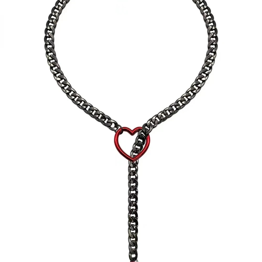 Heart O-Ring Slip Chain - Adjustable Lariat (Y-Necklace/Choker)