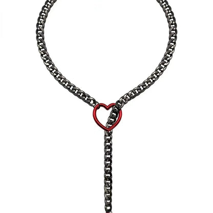 Heart O-Ring Slip Chain - Adjustable Lariat (Y-Necklace/Choker)